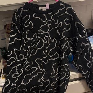 Karen Scott Black and White Patterned Sweater